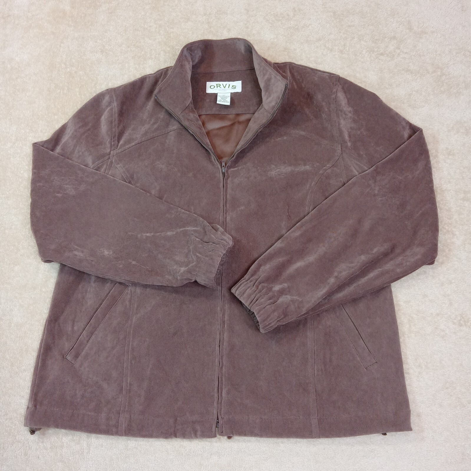 Orvis Full Zip Long Sleeve Lightweight Jacket Woman's 12 Brown